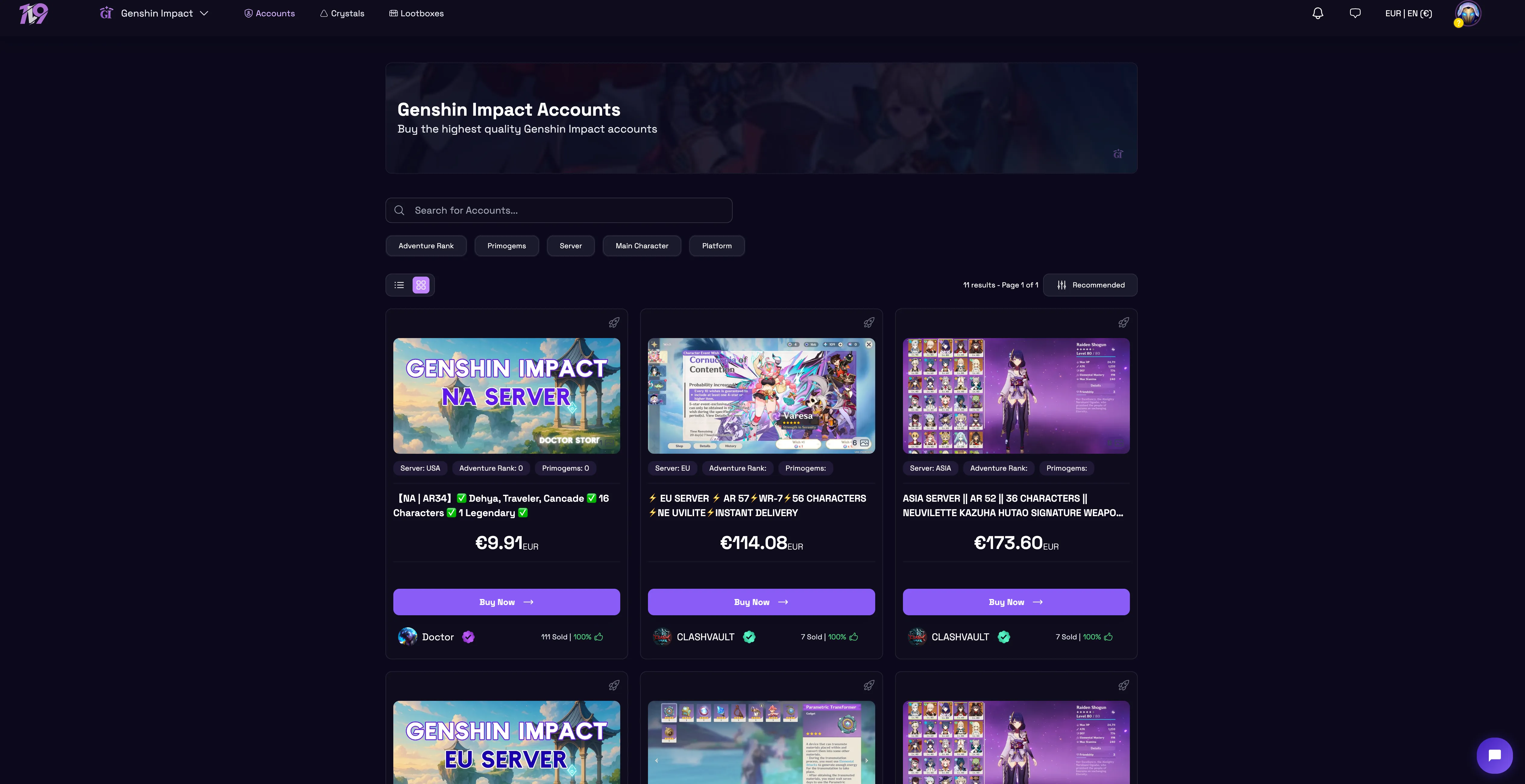 best sites to buy genshin impact accounts